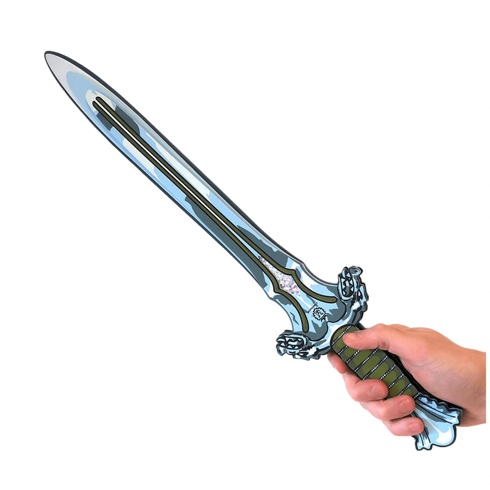 Liontouch Dragon Sword features a reflective blueish-green blade, greenish-brown handle, and grip, ideal for role-playing adv