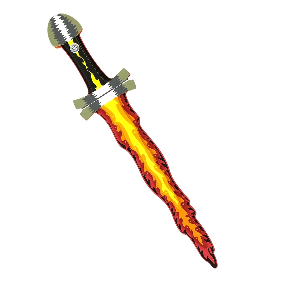 Liontouch Flame Sword features a red and yellow blade with a silver hilt, designed for pretend professions and role playing.