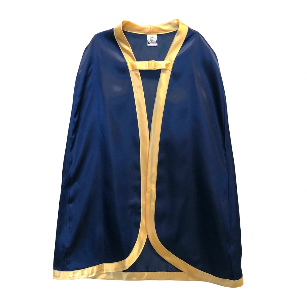 Blue glossy cape with yellow matte trim on shoulders and neckline, from Liontouch's Noble Knight role-playing collection.