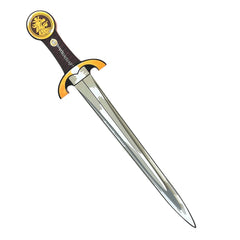 Liontouch Knight Sword in red with a shiny metallic blade and a black and gold textured grip.