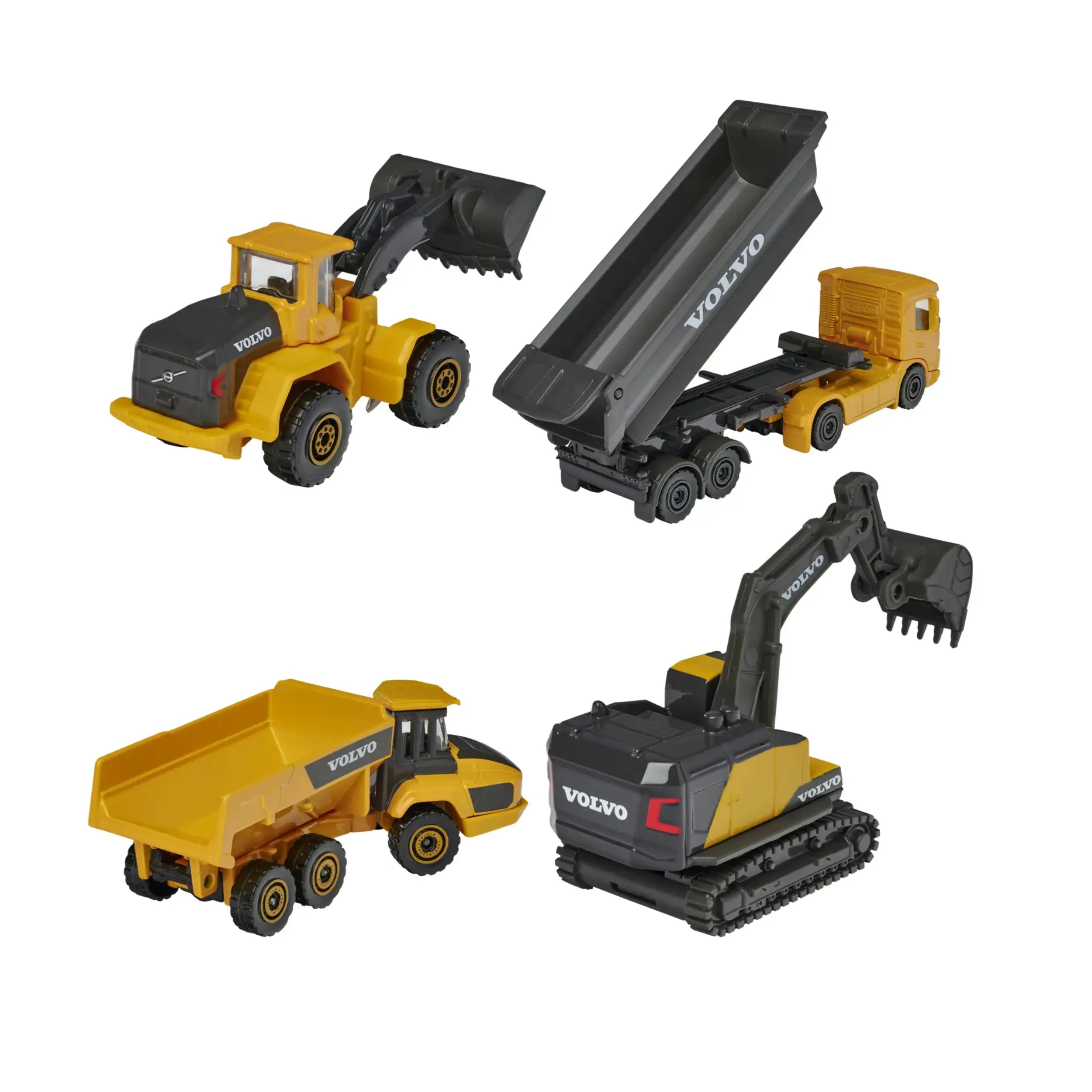 Majorette - Ensemble de 4 véhicules de construction Volvo - Jouets à jouer