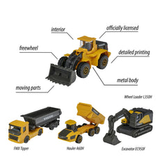 Majorette - Ensemble de 4 véhicules de construction Volvo - Jouets à jouer