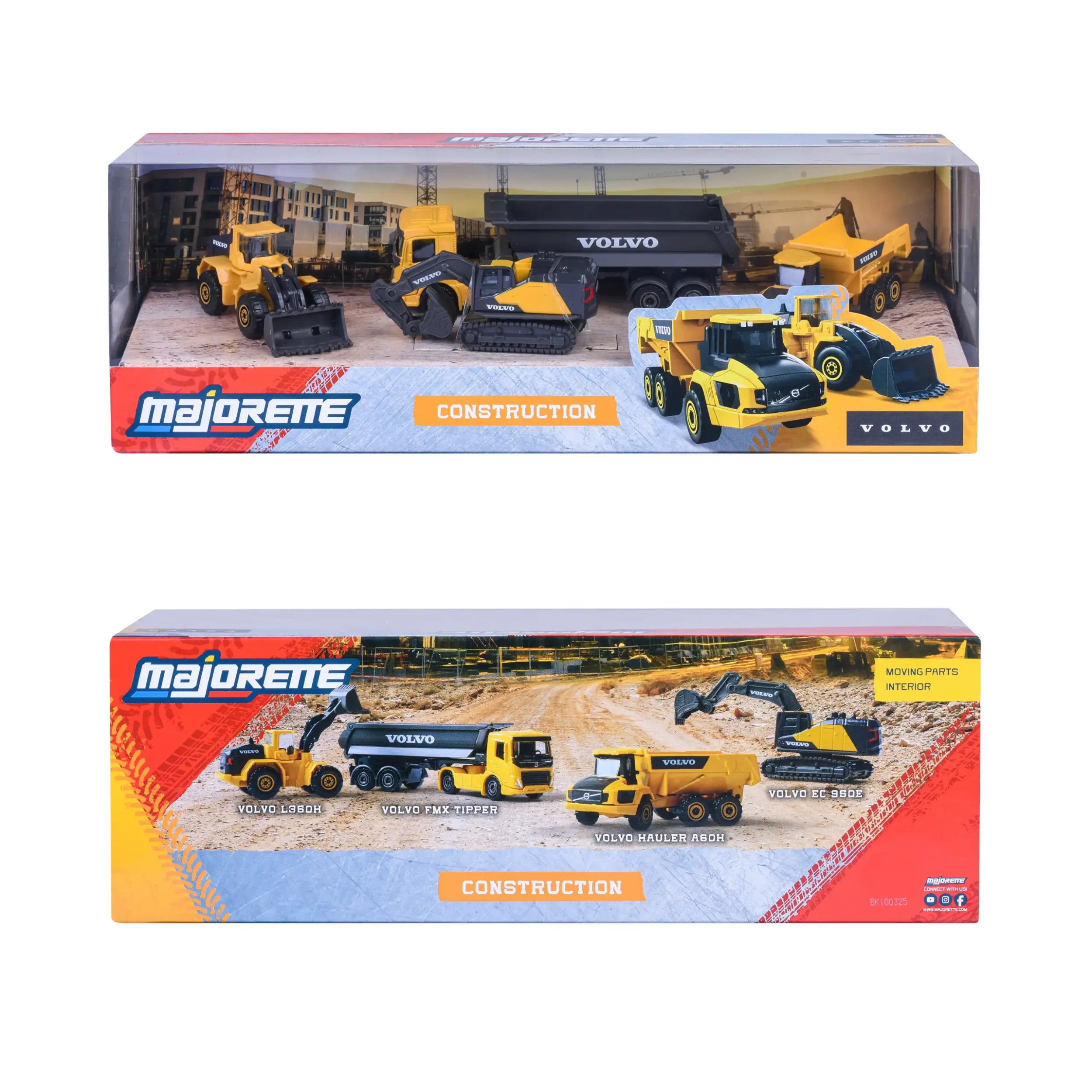 Majorette - Ensemble de 4 véhicules de construction Volvo - Jouets à jouer