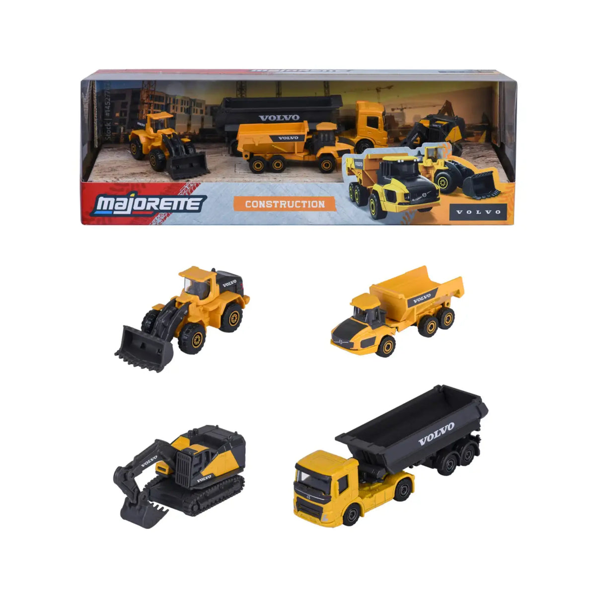 Majorette - Ensemble de 4 véhicules de construction Volvo - Jouets à jouer