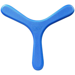 Mandelli Indoor Booma Junior sports toy in glossy blue plastic with symmetrical tapered ends and a smooth surface.