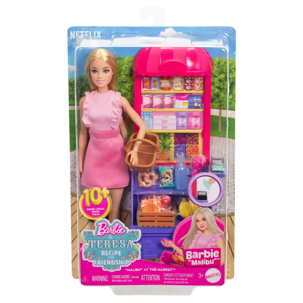 Mattel - Poupées - Barbie Malibu au marché - Rose - 3 Ans+ - Jeux d'imitation