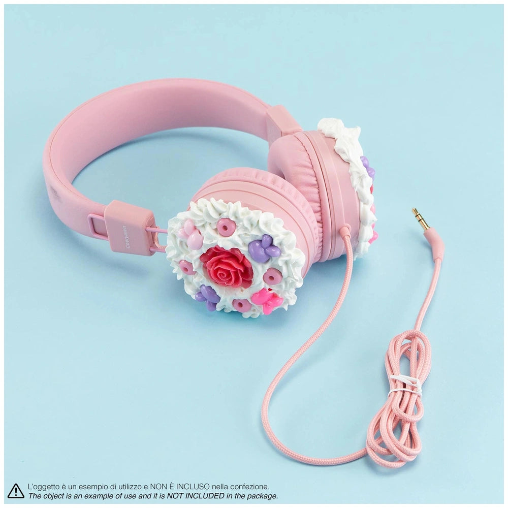 Momomi Decoden Kawaii Artist Creamy Phone Cover with pink headphones featuring a glossy flower decoration and multiple contro