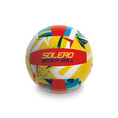 Mondo Solero Beach Volleyball features a yellow textured surface with blue and glossy red stripes, labeled "SOLERO BEACH BALL