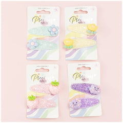Nice Bubbles 2 Pcs Hair Clip Set features colorful clips on glossy white packaging with decorative text on a light pink backg