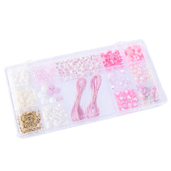 Crea-ABC-Beads Flower Bouquet kit in a clear plastic case, featuring pink and white items alongside gold beads.
