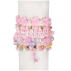 Crea-ABC-Beads-Flower-Bouquet kit features colorful pink, white, yellow, and green beads arranged in a vibrant display.