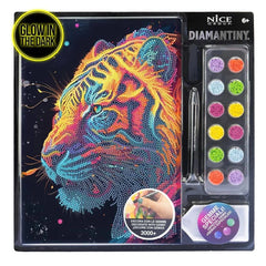 Diamantiny Artist Level Up painting kit in glossy black packaging with vibrant colors, featuring a clear window and special e