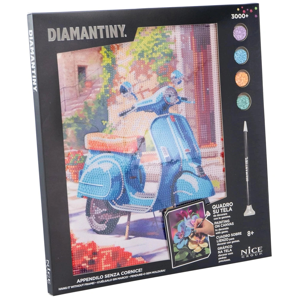 Nice Diamantiny Artist Level Up Painting on Canvas packaging with glossy black background and white text details.