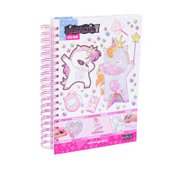 NICE Diamantiny Coloring Book features a glossy cover with pink and white graphics, spiral binding, and decorative text.