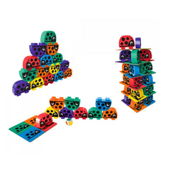 Noris - 3 Colorful Bug Games featuring vibrant toy trains, tracks, and balls designed for engaging childrens playtime.
