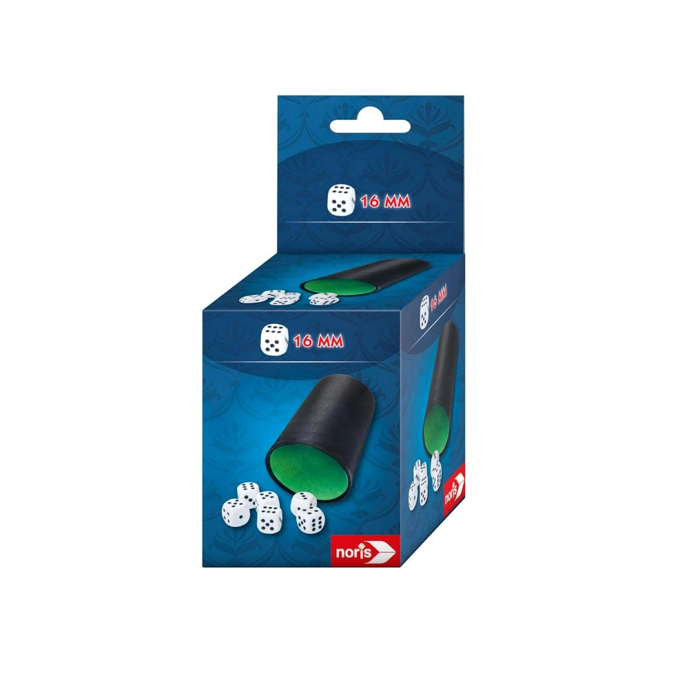 Noris - Gobelet à dés avec 6 dés - Jeux de société - Édition internationale - Jeux de société