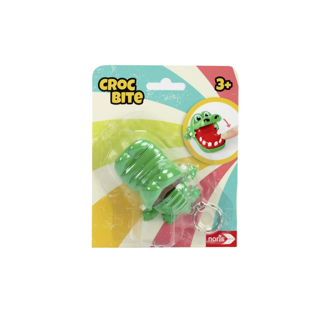 Noris Mini Crocodile Game packaging featuring a colorful alligator and toothbrush design, ideal for kids aged 3+.