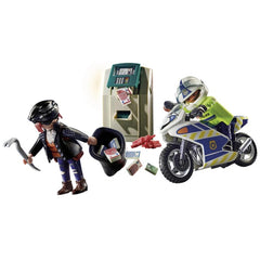 Playmobil City Action Poursuite de la Moto de Police du Voleur d'Argent - 70572