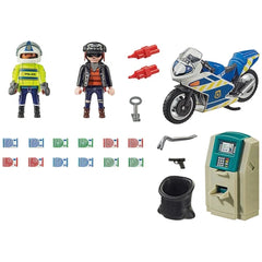Playmobil City Action Poursuite de la Moto de Police du Voleur d'Argent - 70572