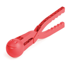 Red PROSPERPLAST Snowballee 1 snowball maker with a handle and lever, made of smooth, glossy plastic for outdoor play.