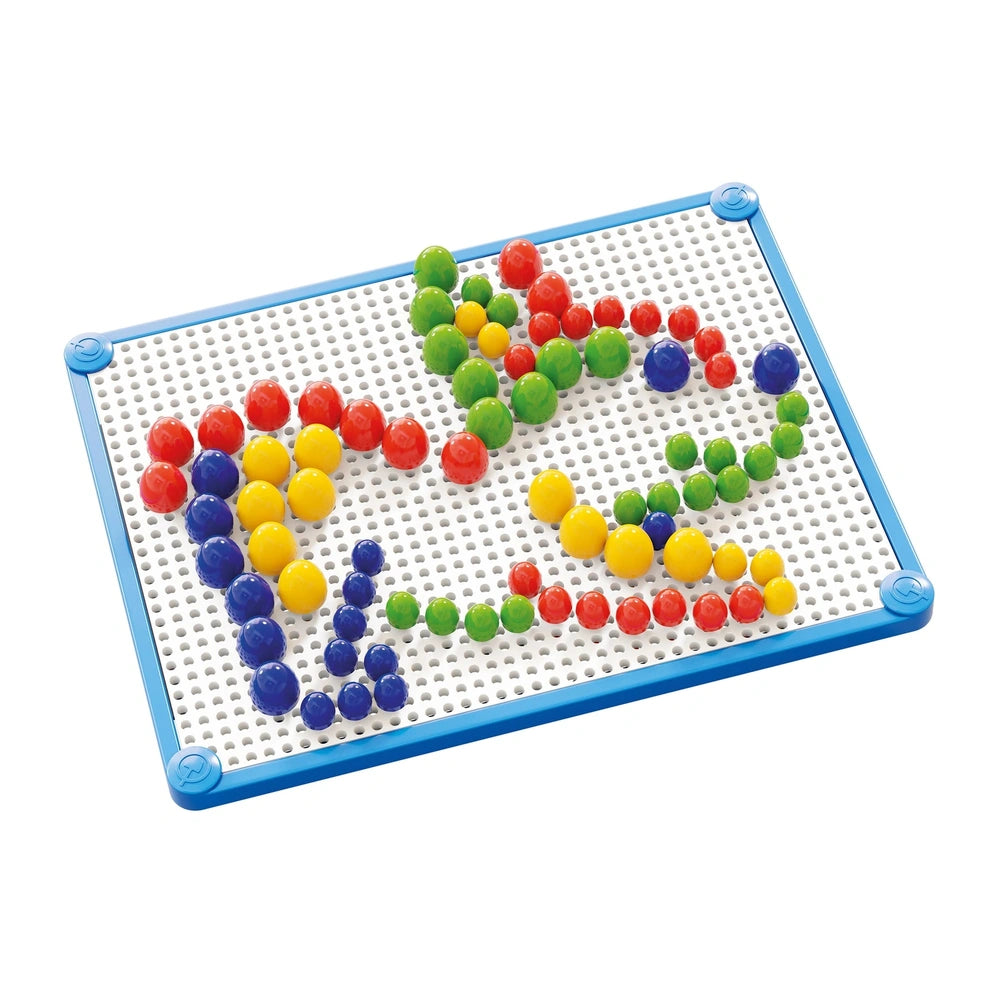 Quercetti FantaColor Tab Basic features a plastic pegboard and colorful pegs for creative arts and crafts activities.
