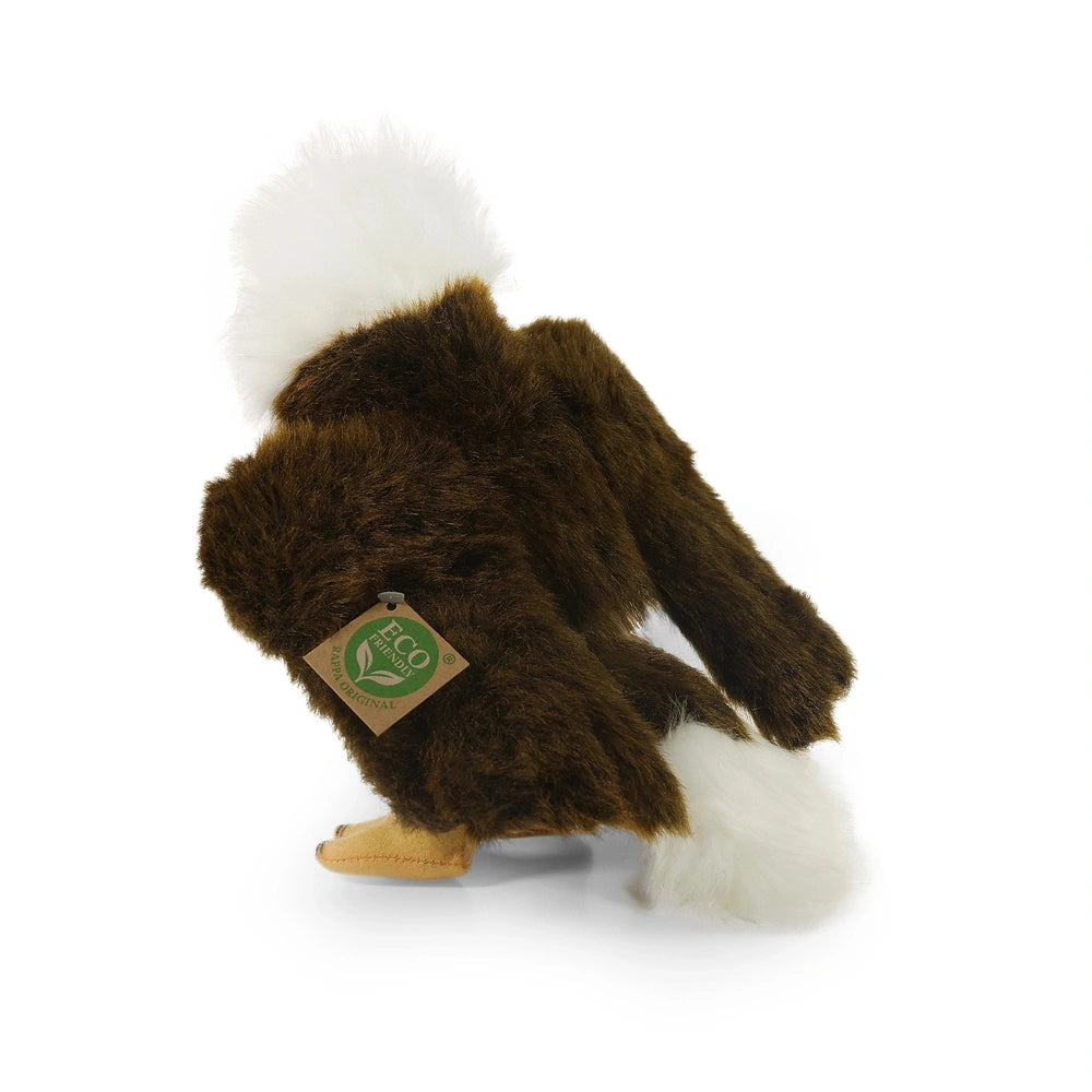 Plush eagle toy with brown fur and white patch, featuring a tag that reads "ECO ORIGINAL," set against a light background.