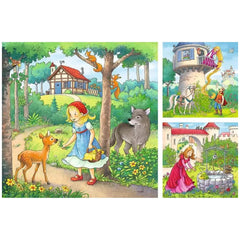 Ravensburger - Contes de fées - Raiponce, Le Petit Chaperon Rouge et Le Prince Grenouille - 3x49 pièces - Puzzles