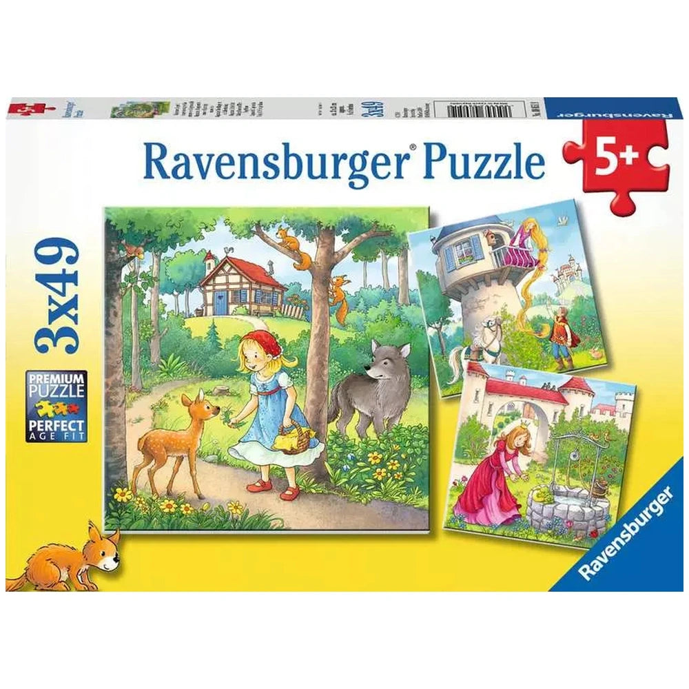 Ravensburger - Contes de fées - Raiponce, Le Petit Chaperon Rouge et Le Prince Grenouille - 3x49 pièces - Puzzles