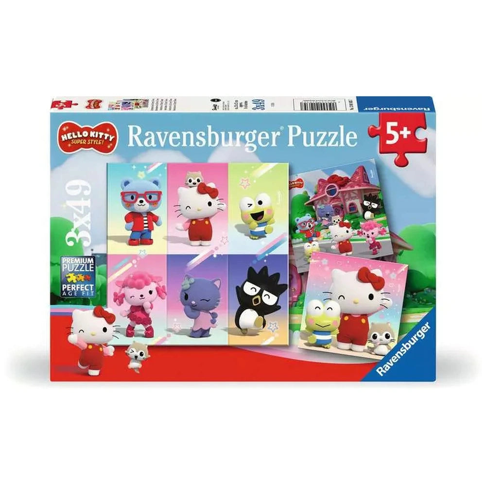 Ravensburger - Hallo Kitty - Aventure à Cherry Town - 3x49 Pièces - Puzzles
