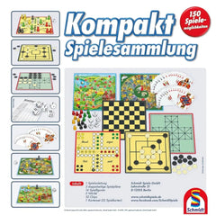 Schmidt Spiele Compact Game Collection features colorful illustrations of various board games on a white background.