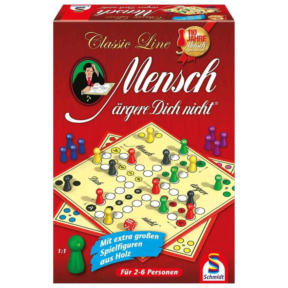 Schmidt Spiele's Don't Get Angry board game features a red box, colorful game pieces, and a classic design in German.