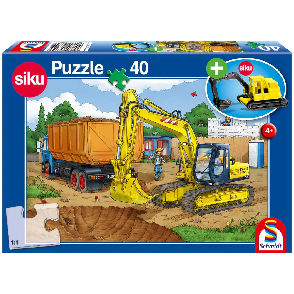 Schmidt Spiele - Excavateur 40 pièces et véhicule de jeu Siku - Puzzles