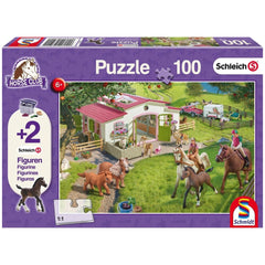 Schmidt Spiele - Schleich Horse Club - Riding School 100 Pcs and 2 Figures - Puzzles