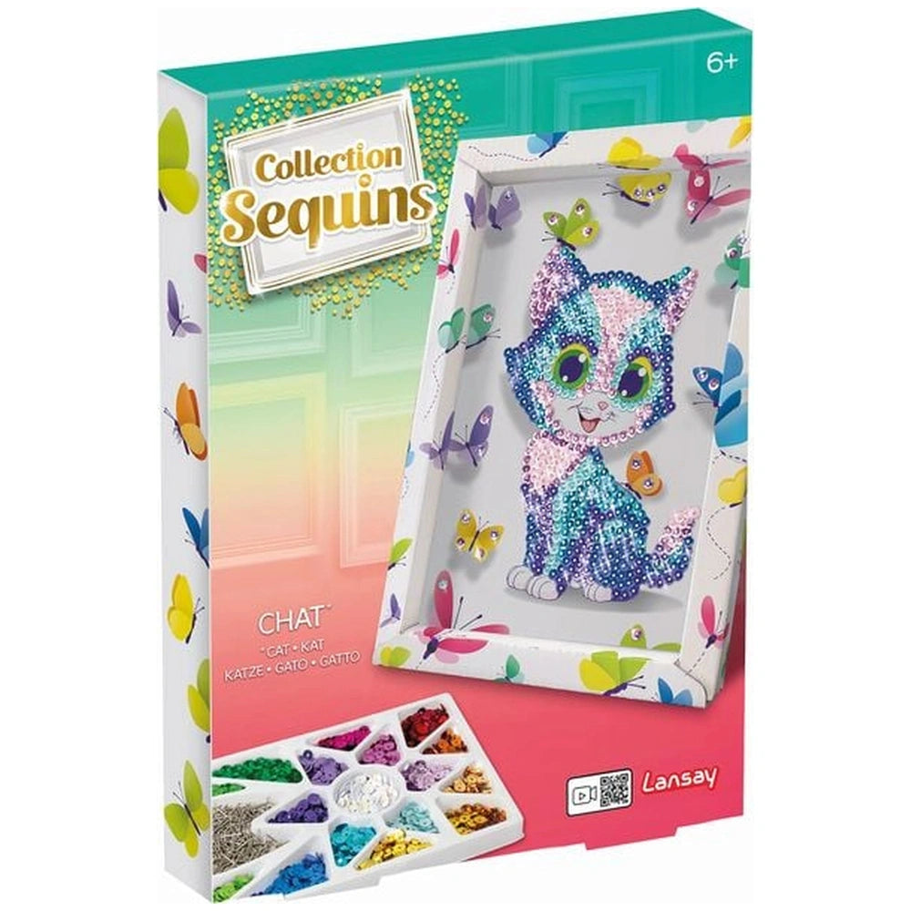 Sentosphere Diamond Canvas Cat craft kit packaging features a colorful cat graphic, butterflies, and vibrant crafting materia