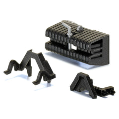 Siku adaptor set and front weight features three black plastic components with smooth surfaces on a white background.