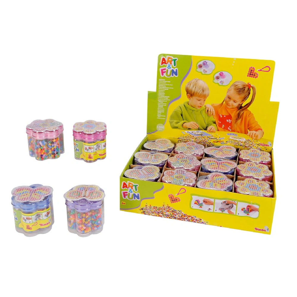 Simba - Perles à repasser Art & Fun dans une boîte en forme de fleur - Loisirs créatifs