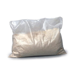 Teifoc water-soluble mortar in a clear plastic bag, featuring light beige powder against a plain background.