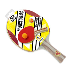 Teo Sport Champion high-quality table tennis racket features a red surface with yellow accents and a smooth wooden handle.