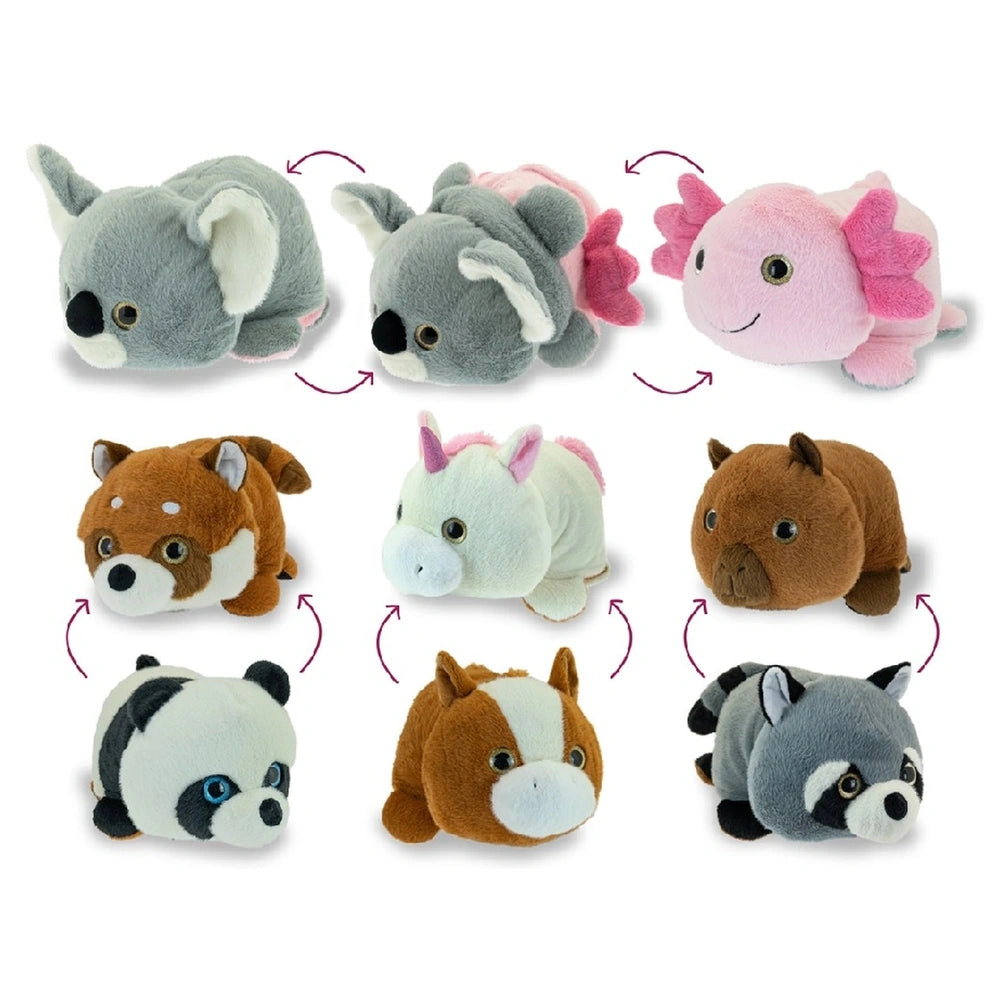 Teorema - Assortiment de peluches réversibles d'animaux exotiques - Animaux en peluche