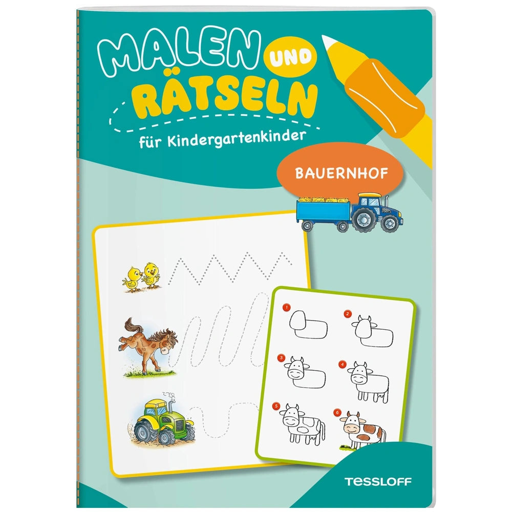 TESSLOFF's educational book cover features colorful illustrations of cows and boys, designed for preschoolers' enjoyment.