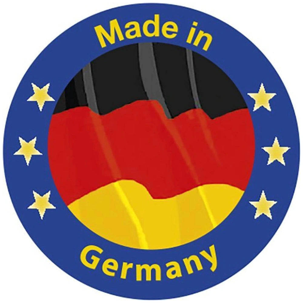 Theo Klein Baby Coralie bathtub set features a blue circle badge with yellow stars and "Made in Germany" text.