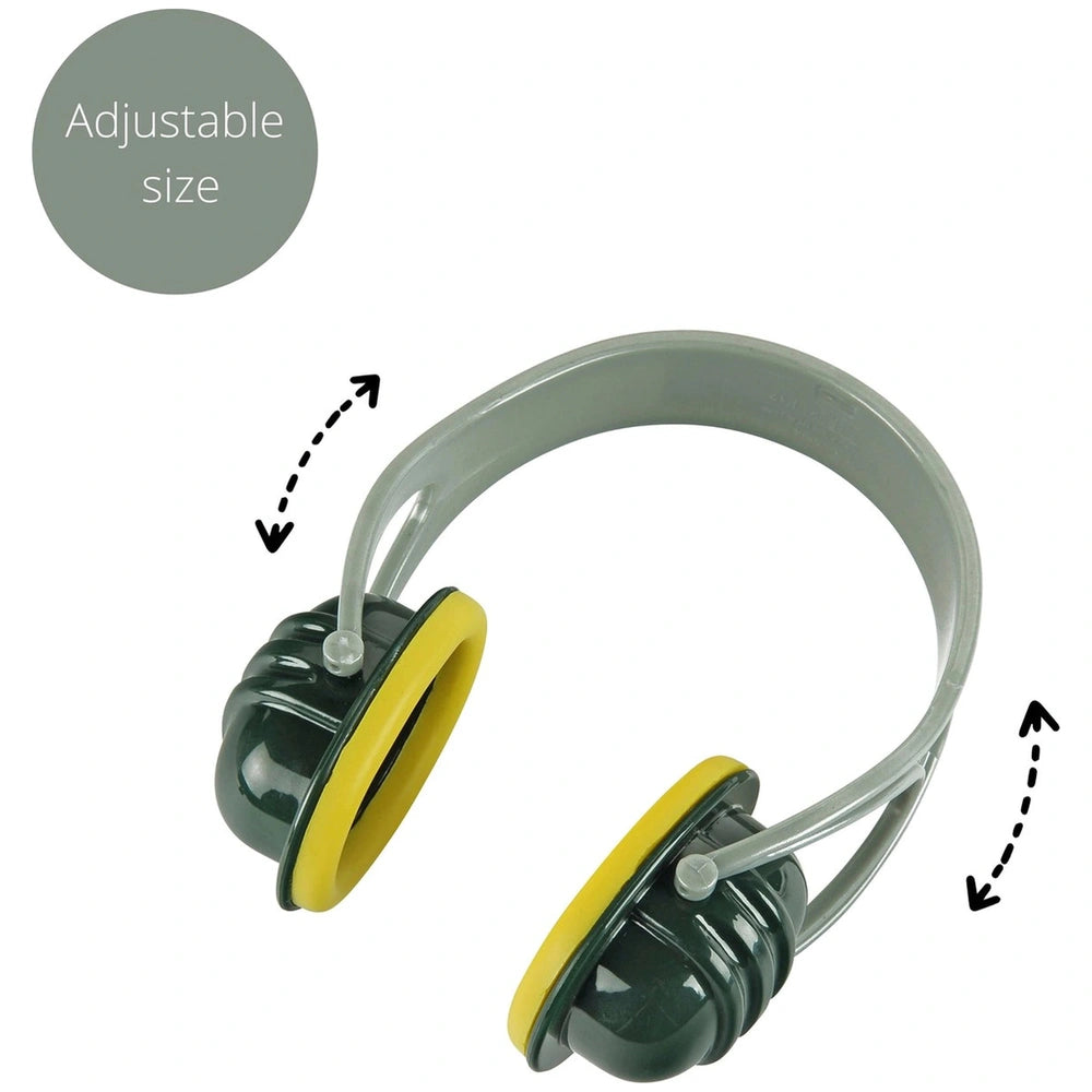 Theo Klein Bosch accessories set featuring a yellow and green adjustable headband with ear cushions for pretend play.