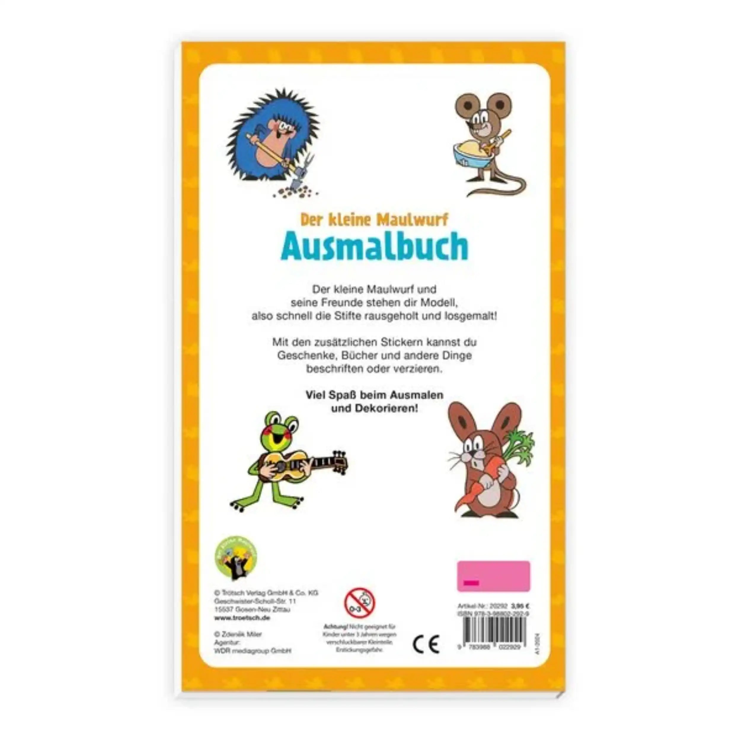 TROTSCH - Der Kleine Maulwurf Coloring Book with Stickers Arts and Crafts - German Edition