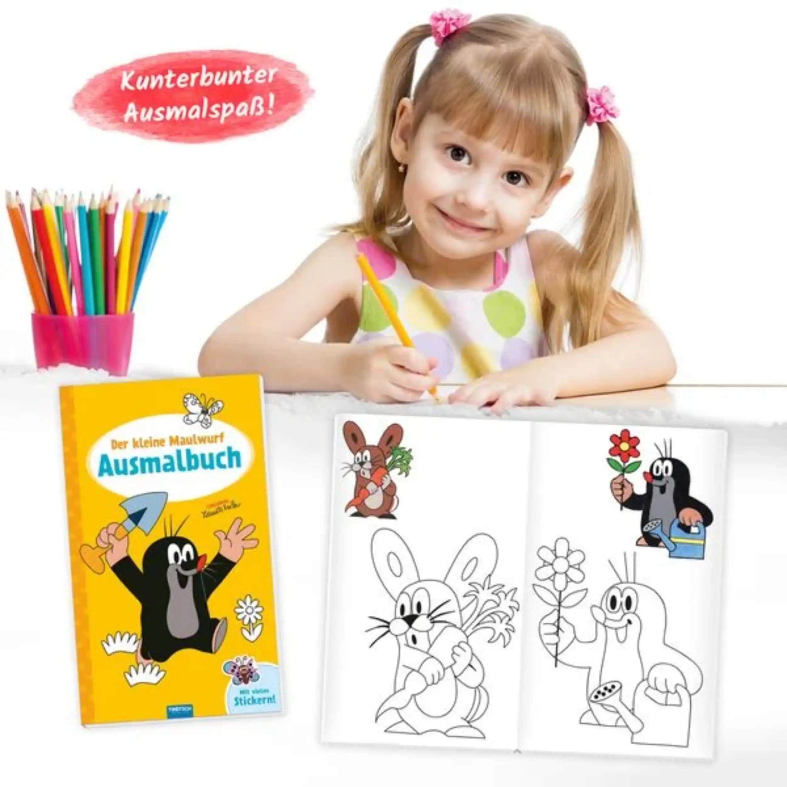 TROTSCH - Der Kleine Maulwurf Coloring Book with Stickers Arts and Crafts - German Edition
