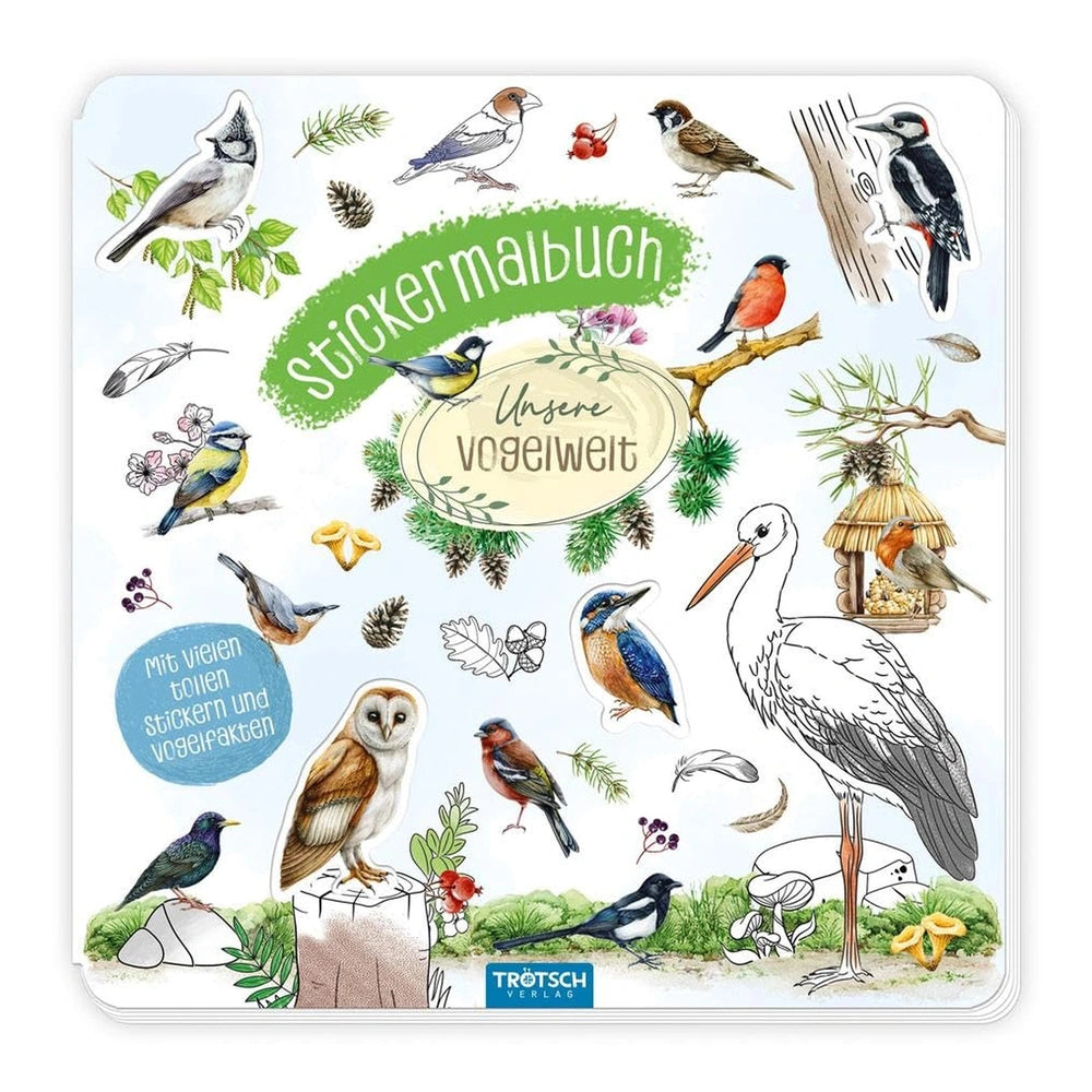TRÖTSCH - Livre de coloriage autocollants Notre monde des oiseaux - Arts et loisirs créatifs