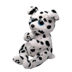 TY - Beanie Bellies Rowdy plush toy Dalmatian with black spots, cute facial features, sitting upright against a plain white b