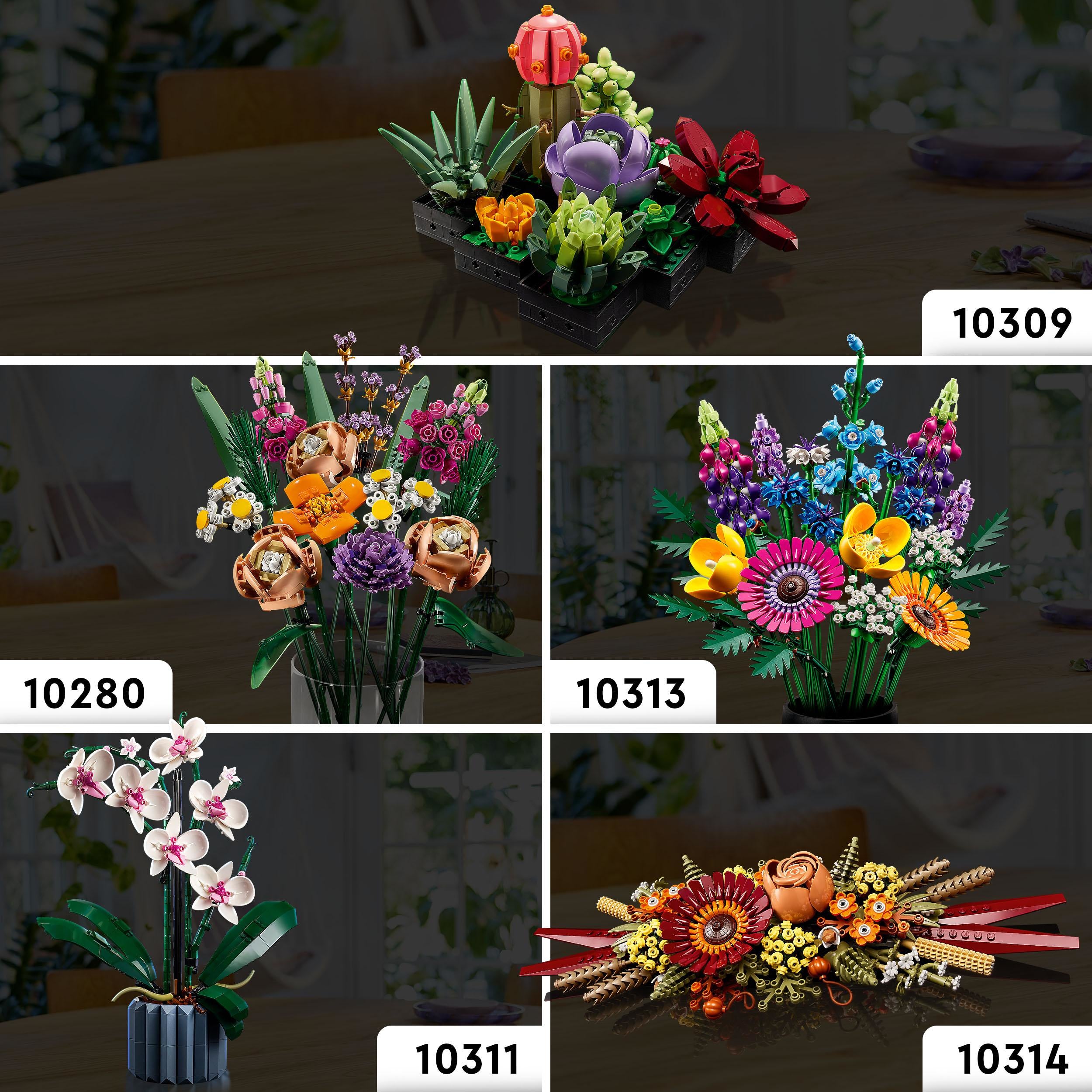 LEGO Icons Flower Bouquet Building Decoration Set - Artificial Flowers with  Rose
